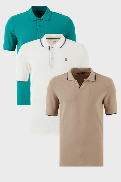 Buratti Cotton Regular Fit 3 Pack Polo Neck t Shirts Men Polo Neck t Shirt 59029641827S3