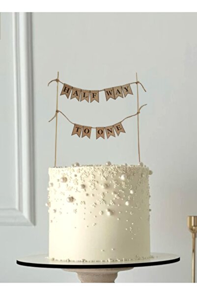 Lyroni 6 Ay Half Way To One Yazılı Kraft Pasta Bayrağı