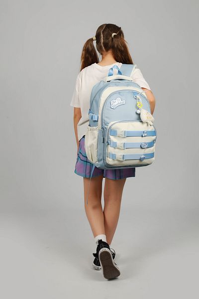 Çanta Trend Rucsac casual Twil Blue Column cu licență Waddell, rucsac școlar cu cadou de jucărie de pluș