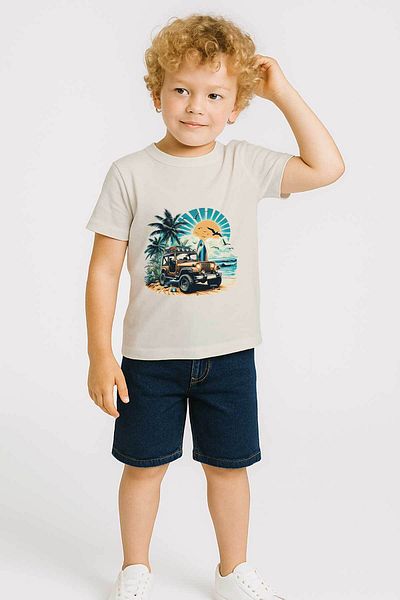 peki baby&kids Well Yaz Men's Single Jersey Summer Jeep Printed T-Shirt 19584