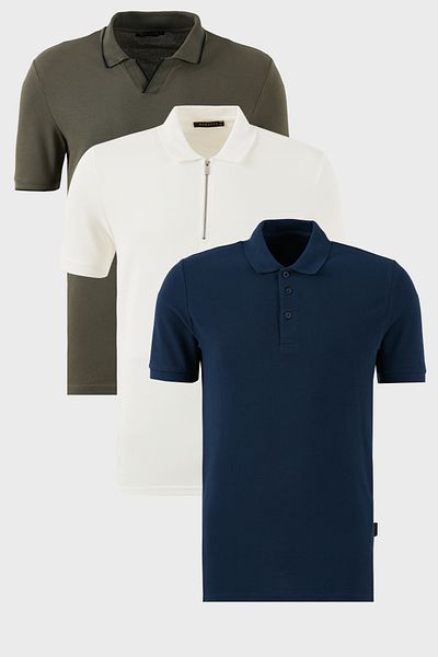 Buratti Cotton Regular Fit 3 Pack Polo Neck t Shirts Men Polo Neck t Shirt 59029641527S3