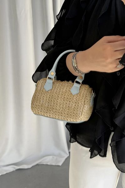 LEONAS Little Straw Women's Hand and Shoulder Bag Clarise Blue