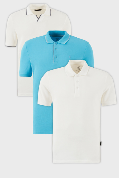 Buratti Tricou cu gât polo din bumbac, cu croiala normală, pachet de 3, pentr...