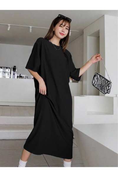 NoVibe فستان تي شيرت نسائي سادة/ تونك