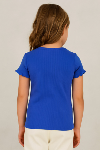 Kyex Pure Dots Girl's Ekovero Summer Blue T-Shirt