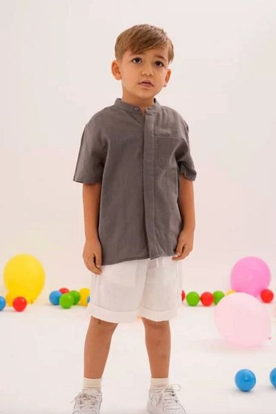 Kidmark Çocuk Modası Boy's Judge Collar Muslin Summer Suit
