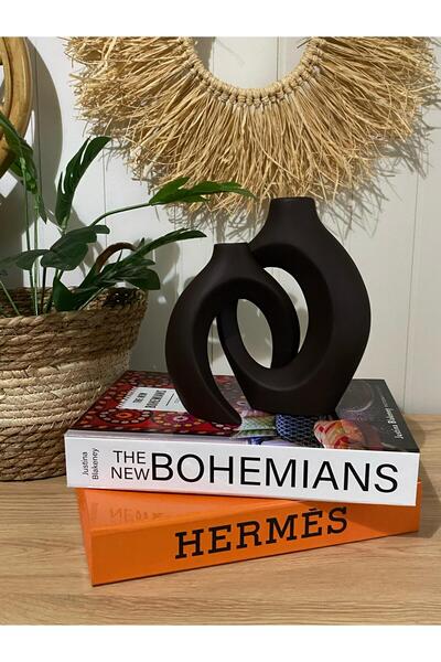 Porselian Sarmaşık Sevgili Vase Set of 2 |   Decorative Bohemian Accessory |   Modern Ceramic Looking Object