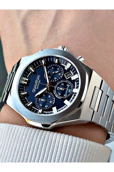 Quantum Function 10 Atm Waterproof Silver-Navy Sapphire Glass Color Men Wrist Watch 1121S.391Mr