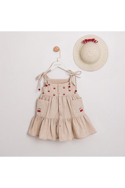 ministok Selly Cherry Embroidered Hat Girl's Dress