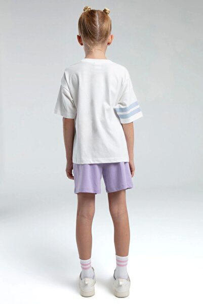 Rolypoly Girl's Shorts Set - White/Lila