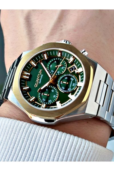 Quantum Function 10 Atm Waterproof Silver-Gold Sapphire Glass Color Men Wristwatch 1121S.270Mr