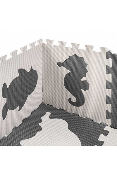 OEM Educational puzzle mat, multifunctional, anti-slip, shock-absorbing, Zoo theme, 90 x 90 x 1 cm, gray