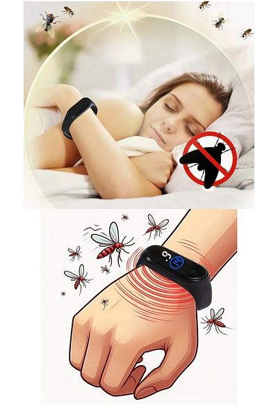 MİNGODAN Mosquito Repellent Smart Bracelet - Digital Wristwatch Indispensable Protective Bracelet in Summer