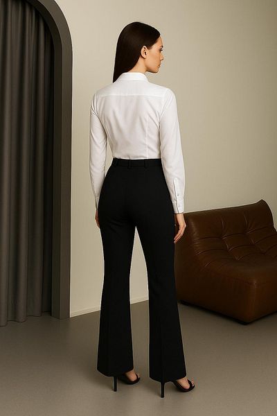 Heyya Women's Spanish Leg Black Fabric Trousers
