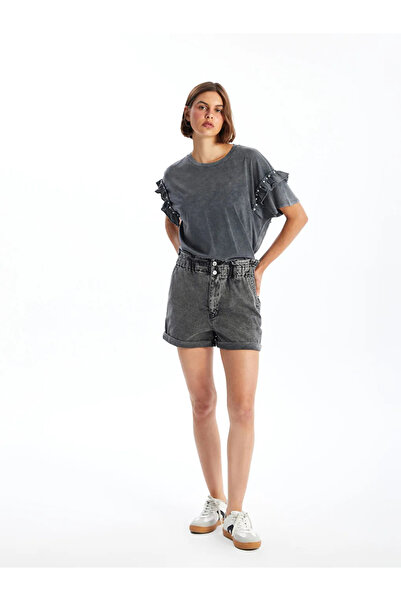 LC Waikiki Lcw Jeans Black Women's Elastic Waist Straight Jean Shorts