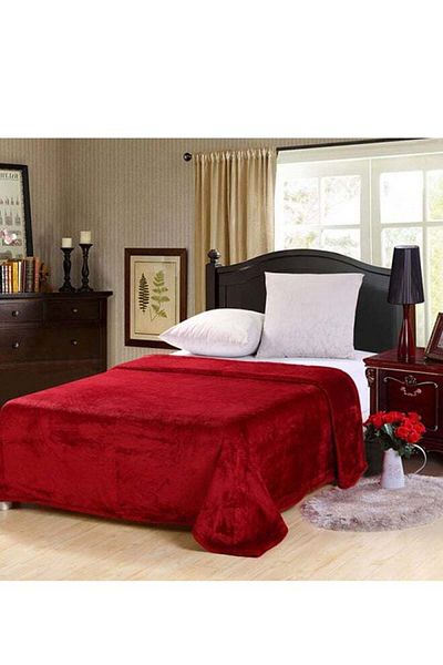 GENERAL Soft Flannel Printed Bed Blanket Large Size Red 220x200 cm
