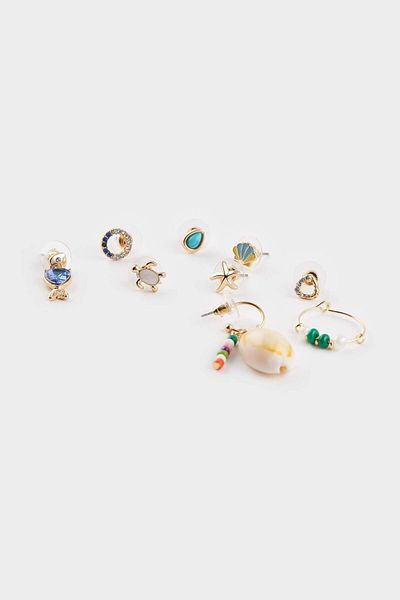DeFacto Women's 9-Piece Gold Earrings F4012Axns