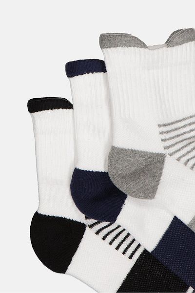 Tapout Men 3 Pairs Solid Quarter Socks, Multicolor