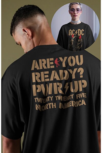Fuddy Moda Unisex Are You Pwr Up AC-DC T-shirt με στάμπα στην πλάτη, μπλουζάκ...