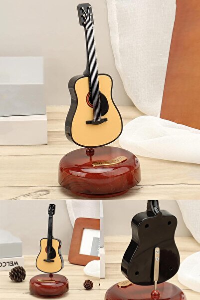 Yu Su Tools Ahşap Tabanlı Minyatür Gitar Şeklinde Müzik Kutusu – Ev ve Ofis İ...