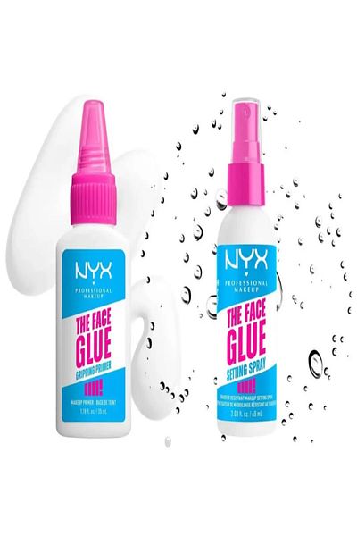 NYX The Magic Primer and Makeup Fixing Spray Set is designed to set makeup and give it a natural, radiant finish.