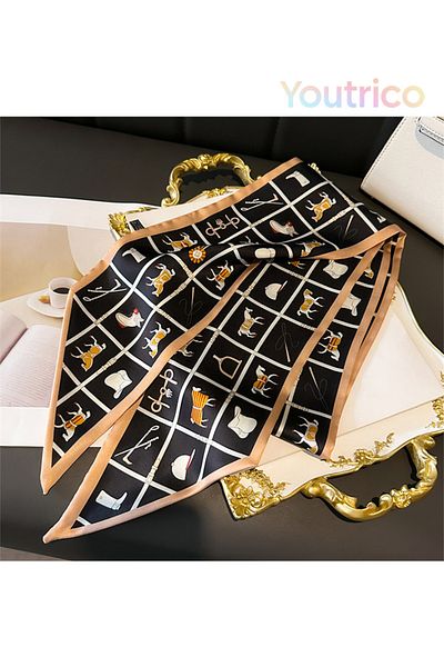 Youtrico Long silk scarves,Headbands,Block steeds,147cm