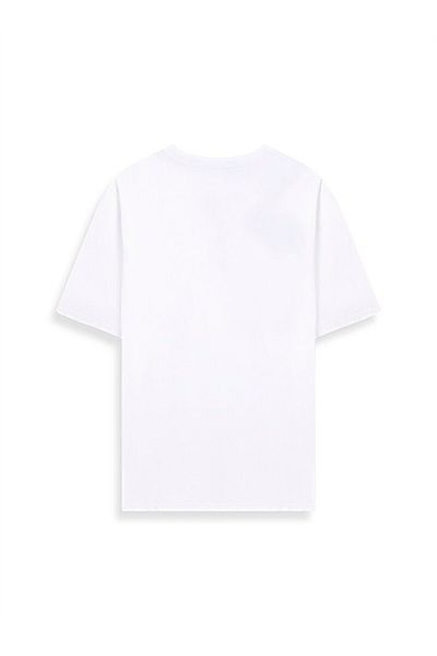 Ltb Short Sleeve Crew Neck Sıgn Printed Loose White T-Shirt