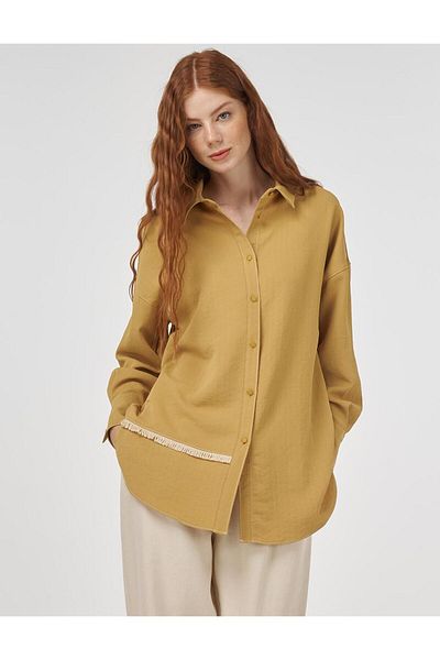 KYR Tifsitmeli Asymmetric Cut Tunic Mustard
