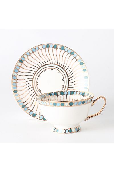 sharpdo Balloon Gold Thread Coffee Cup And Coffee Dish (Gold Handle) 220 mL (5 Colors To Choose From)
