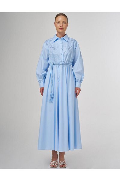 Kayra Λέιζερ κομμένο βαμβακερό μάξι φόρεμα Ice Blue