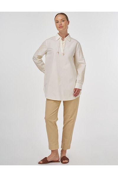 Kayra Embroidered Cotton Tunic Ecru