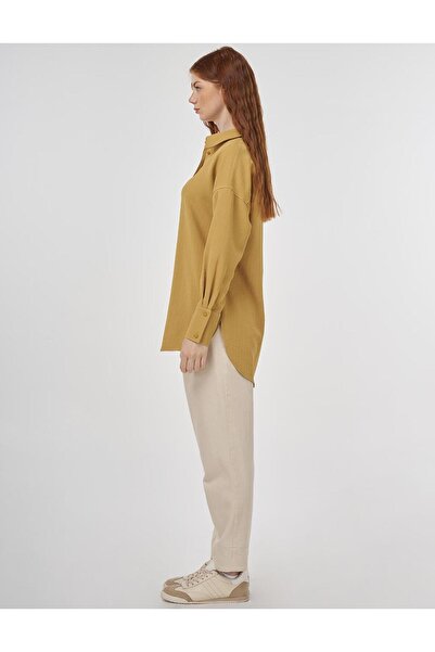 KYR Tifsitmeli Asymmetric Cut Tunic Mustard