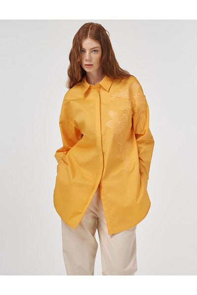 Kayra Embroidery Appliqued Cotton Tunic Melon