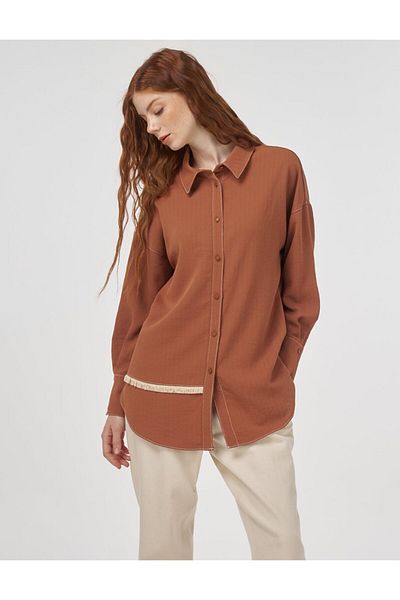 KYR Tifsitmeli Asymmetric Cut Tunic Tobacco