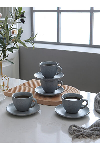 sharpdo 200 ml Grey Variegated Point Ceramic Glaze Craft Coffee Cup And Saucer