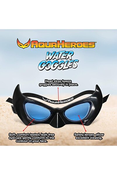 Toybox Avengers Superhero Kids Swimming Goggles, Super Heroes Themed Adjustable Swim Mask, Black