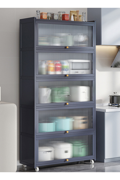 sharpdo Kitchen Cabinets, Multi-layer Storage Cabinets, Movable Cupboards with Wheels 172*80*31CM