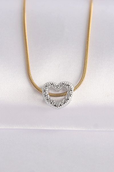 NETWORK ART Bfs 316L Steel Chain Gold Color Chain Silver Color Heart Design Necklace