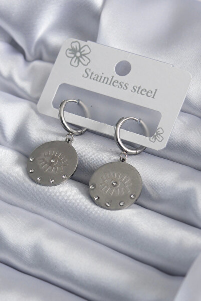 Belle Fusion أقراط نسائية من الفولاذ BFS 316L باللون الفضي ومزينة بحجر الزركون