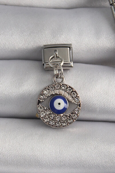 Generic Brand Mey Import ®   316L Steel Silver Color Dangle Zircon Stone Eye ...