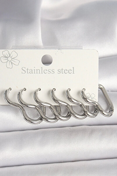 Belle Fusion مجموعة أقراط نسائية من الفولاذ BFS 316L باللون الفضي على شكل قلب