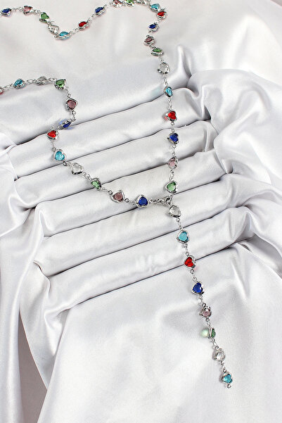 Belle Fusion قلادة BFS نحاسية فضية اللون مختلط الألوان من حجر الزركون على شكل...