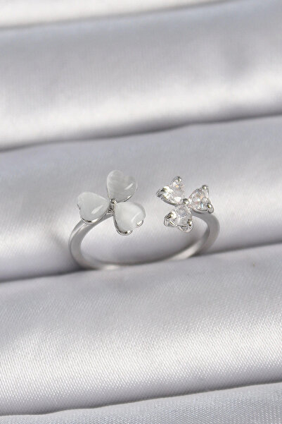 Belle Fusion خاتم نسائي من BFS مصنوع من النحاس الفضي اللون قابل للتعديل من حج...