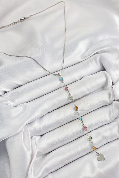 NETWORK ART Bfs Brass Silver Color Mixed Color Zircon Stone Y Women's Necklace