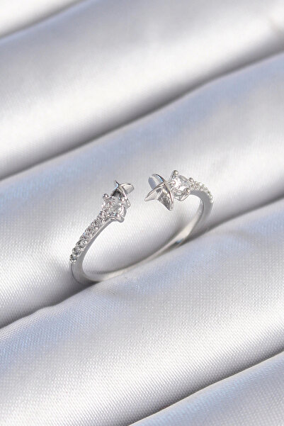 Belle Fusion خاتم نسائي من BFS مصنوع من النحاس والفضة اللون وحجر الزركون وتفا...