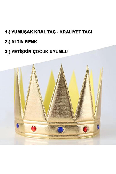 Belle Fusion Mey İthalat® Altın Renk Eva Yumuşak Kral Kraliyet Tacı Yetişkin ...