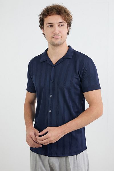 Fulla Moda Πουκάμισο ζακάρ με διπλωμένο μανίκι