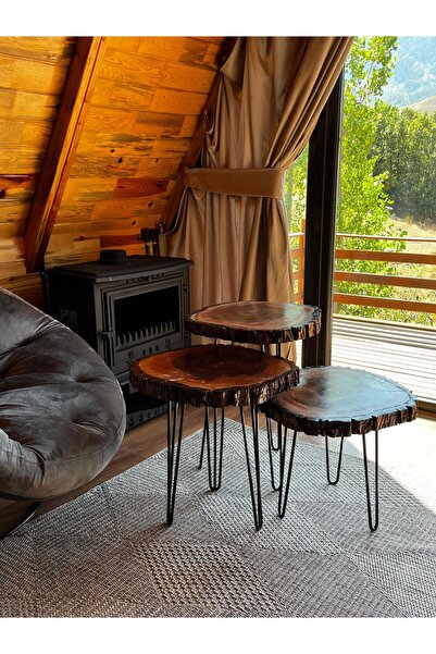 MOFAB MOBİLYA 3 Adet Ceviz Sehpa