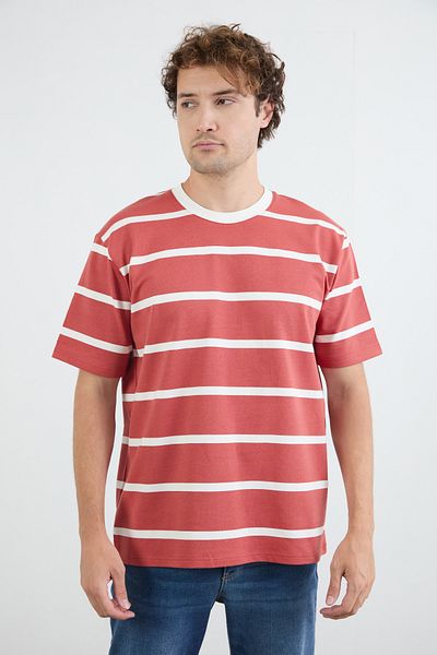 Fulla Moda Μπλουζάκι με ριγέ Crew Neck Oversize