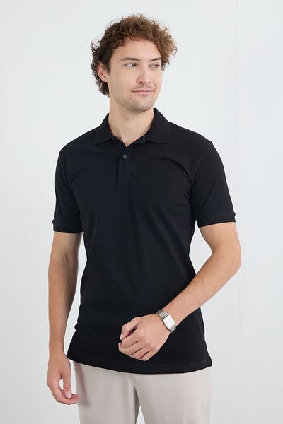 Fulla Moda Μπλουζάκι Basic Polo Neck με μισό κουμπί